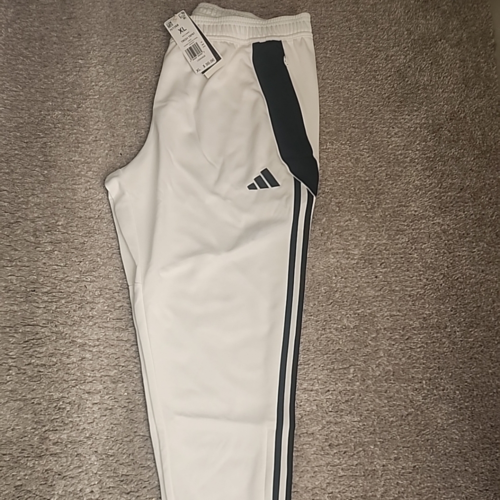 BWT Adidas Tiro 24 White /Black Track Joggers with Black Stripes